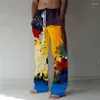 Pantaloni da uomo Pittura artistica Stampa 3D Fuoco Pantaloni larghi casual Tasche Coulisse Elastico in vita Texture Yoga Comfort Morbido