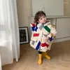 Down Coat Children 2024 Winter Homemade Original Design Geometric Pattern Boy's Cotton-padded Jacket Girl's Outerwear
