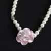 marque de luxe fleurs designer pendentif colliers rose nacre géométrie 18k or élégant collier boucles d'oreilles bijoux anniversaire saint valentin cadeau