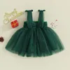 FOCUSNORM 0-3Y Baby Baby Meisjes Prinses Jurk Mouwloze Band Elegante Strik Tule Patchwork Kerst Kostuum Tutu Zonnejurk