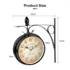 Horloges murales Classique Rétro Double Face Horloge Européenne Antique Style Batterie Alimenté Rond Suspendu Pour Jardin Décor À La Maison