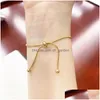 Diseño simple Titanio Acero Pl-Out Pulsera ajustable Color Oro Cadena de serpiente Brazalete para mujeres Chica Hombres Cuentas Joyería Regalo D Dhgarden OTPDK