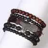 Pulseiras Conjunto Natural Cura Energia Labradorite Beads Pulseira Homens Preto Lava Pedra Bangle Cor Prata Cruz Charme Pulsera Fem Moda JóiasPulseiras