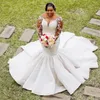 2023 November Arabisch Aso Ebi Plus Size Luxe Zeemeermin Kant Trouwjurk Kralen Witte Bruidsjurken Jurken ZJ1053