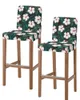 Cubiertas de silla Plantas tropicales Flores Hojas Barra de azulejos Respaldo corto Cubierta de taburete elástico Asiento de oficina sin brazos