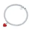 Braccialetti con ciondoli Classic S925 Sier Braccialetti femminili Smalto Blu Rosso Rosa Ciondolo a forma di cuore Bracciale con perline Regalo di Natale Gioielli firmati Y2 Dhk8K