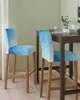 Pokrywa krzesła Zimowa niebieska biała gradient geometryczny stołek barowy Elastyczne krótkie fotele oparte obrońcy do jadalni domowej