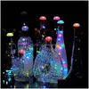 Bar Tools Creative Outdoor Table Decoration Solar Wine Stoppers Glow Bottle Cap med Light String Colorf Changing Lighting Fo HomeFavor Dh17s