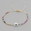 Wielkanocne złe oko tęczowe bransoletka malutka sznur proste bransoletki regulowane dla kobiet mężczyzn miyuki koraliki proet funkcja szczęścia wielokolorowe mody biżuterii