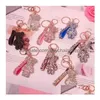 New Party Favor Key Ring Pvc Keychain Diy Craft Cartoon Bear Handmade Rhinestone Crystal Chains Charm Pendant Keychains Drop Delivery Dhdyj