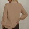 Damesblouses Vintage Herfst Eenvoudig Kanten Shirt Los Kantoor Dame Lange mouw Dames Tops Kleding Effen Casual Elegante Blouse Top Blusas