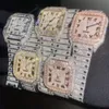 Nouveau luxe 2024 3Atm résistant à l'eau Jam Tangan Pria Original japon mouvement en acier inoxydable glacé Moissanite Buss Down montre