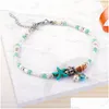 Anklets New Simple Bohemian Conch Starfish Pendant Rice Bead Foot Jewelry Leg Ankle Bracelets For Women Gifts Drop Delivery Dhaob