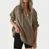 Blusas femininas moletons atléticos para mulheres com capuz manga longa camisetas com cordão blusa túnica simples topo básico pullovers walkaway