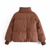 Dames Donsparka's PUWD Dames Bruine Puffer Parka Winter Mode Dame Casual Dikke Opstaande Kraag Katoenen Jas Vrouwelijke Rits Oversized Bovenkleding 231027