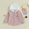 Jackets Toddler Boys Girls Patchwork Hooded Plaid Shirt Casual Long Sleeve Button Down Flannel Hoodie Baby Sweatshirt