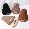 Caps Hats Solid Color Letter Baby Beanie Cap Winter Warm Knit Hat for Girls Boys Vintage Embroidered BOSTON Toddler Kids Crochet Bonnet 231027