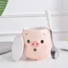 Muggar Whyou 450 ml Creative Cute Pig Mug Coffee Milk Water Pink Girl's Heart Cartoon Ceramic Cup med lockskedgåvor