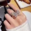 2020 Korea Hot Sprzedaż biżuterii modowej Znakomita miedziana inkrustowana cyrkon czarny inteligentny motyl otwarty pierścionek Pierścień PROM MODY Jewelry Ts Pierścień Butterfly 3