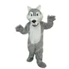 Super fofo lobo cinza mascote trajes de halloween personagem de desenho animado roupa terno de natal roupa de festa ao ar livre unissex roupas de publicidade promocional