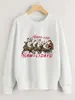 Kvinnors hoodies Happ-Yee Haw-Lidays färgad tröja Santa Reindeer Sleigh Sweats God julkulor Kvinnor Bomull Casual Vintage