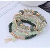 Korea Trendy Fashion Green Crystal Stone Bracelets For Women Gold Color Tassel Chains Charm Bracelet Femme Beads Pulseras Fashion JewelryBracelets crystal