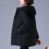 Trenchs de Femmes Manteaux 2023 Parkas d'hiver Femmes Veste en coton à capuche Coupe ample Parka Garder au chaud Femme Rembourrée Veste décontractée T261