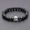 Black Eye Skull Hematite Bead Armband Men Classic Handmade 8mm Lava Stone Charm Armband For Men smycken present mode smyckenbåtar armband pärla stenar skalle