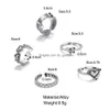 Punk Love Heart Ring Set 5 Pcs Personalidade Temperamento Zircon Sier Cor Geométrica Anéis para Mulheres Moda Goth Jóias Drop D Dhgarden Otkuw