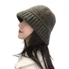 Bérets Chic bassin chapeau tout-Match épaissi Texture douce extensible tendance laine tricoté seau casquette bonne élasticité