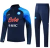 23 24 Naples Half zipr Napoli Fußballtrikot-Trainingsanzug Zielinski2023 2024 AE7 SSC Naples Langarm-Set Veste-Trainingsanzug-Uniform MÄNNER UND KINDER