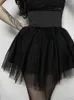 Jupes 2023 Femmes Wearskirt High Dark Lace Black Femmes Gothique Taille Mesh Détail Jupon Sexy Mini Tulle Party Club Wear