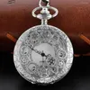 Pocket Watches Silver Vintage Gear Watch Steampunk Necklace Digital Pendant Chain Clock Fashion Sculpture Women's Men's Gift CF1201