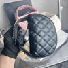 Klassisk filigran Vanity Case Totes Bag Caviar Calfskin Läder Luxury Designer quiltade rutiga Guldmetallväskor Double Zipper Crossbody Kosmetiska väskor