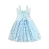 Flickklänningar Baby Girls Faryfly Wings Fairy Gaze Princess Dress Lovely Kids Summer STEEVELESS TULLE BRIDGFRYSDLIGT FEST GOWN