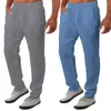 Männer Hosen Männer Mid-rise Elastische Bund Kordelzug Casual Taschen Breite Bein Sommer Jogginghose Hip Hop Lange Hosen Streetwear