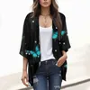 Cardigan en mousseline de soie imprimé pour femmes, chemisiers à la mode, manches mi-longues, ample, plage, vacances, Cover-Up décontracté, Tops, Kimono