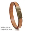 Nouveaux hommes bijoux Punk marron tressé Bracelet en cuir pour hommes en acier inoxydable fermoir magnétique mode 20.5 cm bracelets cadeaux bijoux de modeBracelets