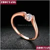 Fede nuziale per donna Conciso 4 mm Taglio rotondo Cubic Zirconia Colore oro rosa Fidanzamento Gioielli di moda Zyr239 Zyr422 Goccia Del Dhgarden Otjxv