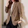 Abiti da donna Primavera Moda Donna Doppio petto Abbigliamento da ufficio Cappotto Blazer Tasche maniche lunghe vintage Capispalla femminile Chic Loose Femme