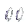 Boucles d'oreilles pendantes de luxe violet cubique Zircon incrusté pour femmes classique forme ronde strass boucle d'oreille bijoux Kawaii cadeau filles fête Acce