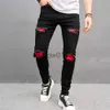 Men's Pants NEW Men Streetwear Ripped Patch Stylish Jeans Trousers Male Casual Slim Pencil Denim Pants J231028