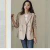 Frauen Anzüge Blazer Mantel Frühling Und Herbst 2023 Temperament Koreanische Elegante Casual Top Zweireiher Lose Solide