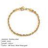 eManco Twisted Rope Chian Bracelet for Woman Hip Hop Punk 4MM Gold Color Stainless Steel Gold Color Necklace Fashion Jewelry Fashion JewelryBracelets stainless