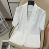 Ternos femininos 2023 blazer verão protetor solar jaqueta branco terno jaquetas moda feminina fina manga curta topos re89