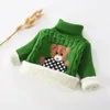 Jacken Winter Kinder Pullover Plus Samt Dicken Rollkragen Pullover Jungen Mäntel Warme Mädchen Pullover Stretch Bär Gestrickte Bodenbildung 231027