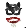 Altri articoli per feste per eventi Altri articoli per feste per eventi Maschera per gli occhi in pelle nera Collare fetish SM Donne Halloween Cosplay Giocattoli con benda sugli occhi Dhhlp