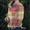 Felpe con cappuccio da uomo colletto alla coreana felpa scozzese in pile cappotto stile americano maglione vintage inverno caldo autunno peluche abbigliamento sportivo Sudaderas