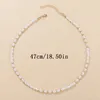 Ketten Zarte Legierung Unregelmäßige Imitation Perle Dekor Perlen Halskette Für Frauen Ästhetische Gefälschte Perlen Schlüsselbein