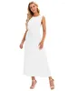 Casual klänningar Kvinnor Elegant Loose Summer White Dress 2023 Solid snörning Simple and Chic Tank Sundress Beach Outfits For Women